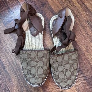 Coach Signature Brown Espadrille Sandals